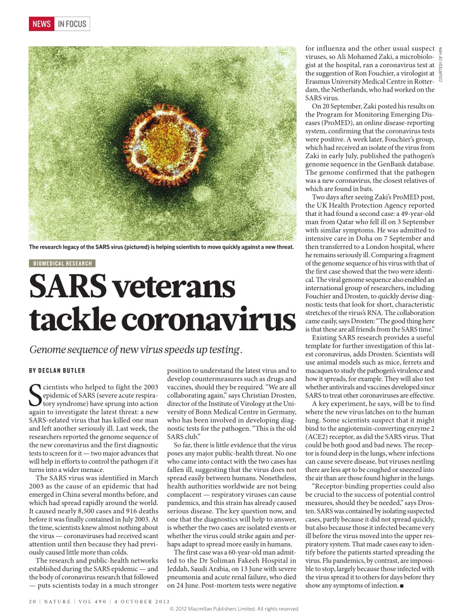 2012 SARS veterans tackle coronavirus_第1页