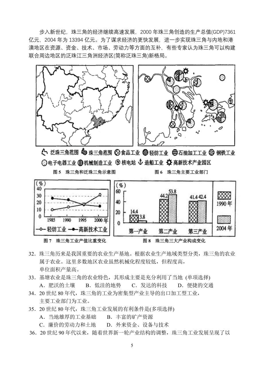 全国高考地理(上海卷)_第5页