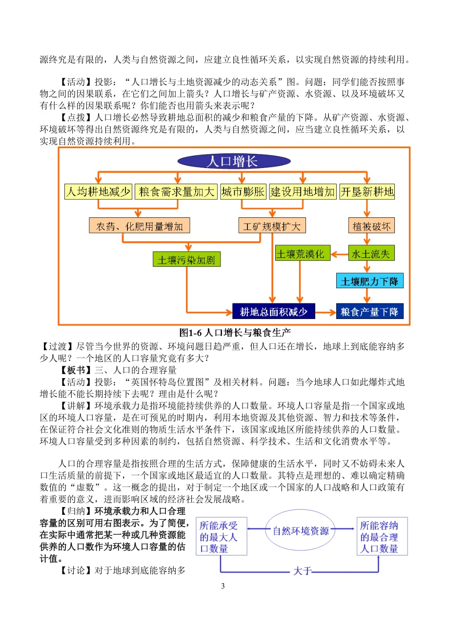 全国高中地理 1.2 人口合理容量教案_第3页