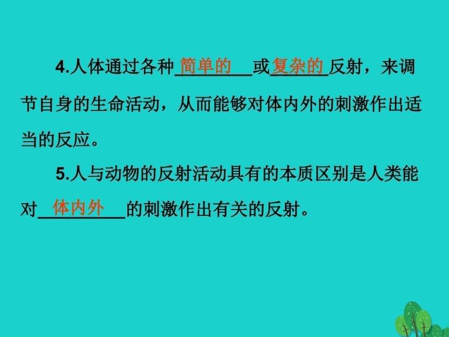 广东省2015-2016七年级生物下册 第6章 第三节 神经调节的基本方式导练课件_第5页