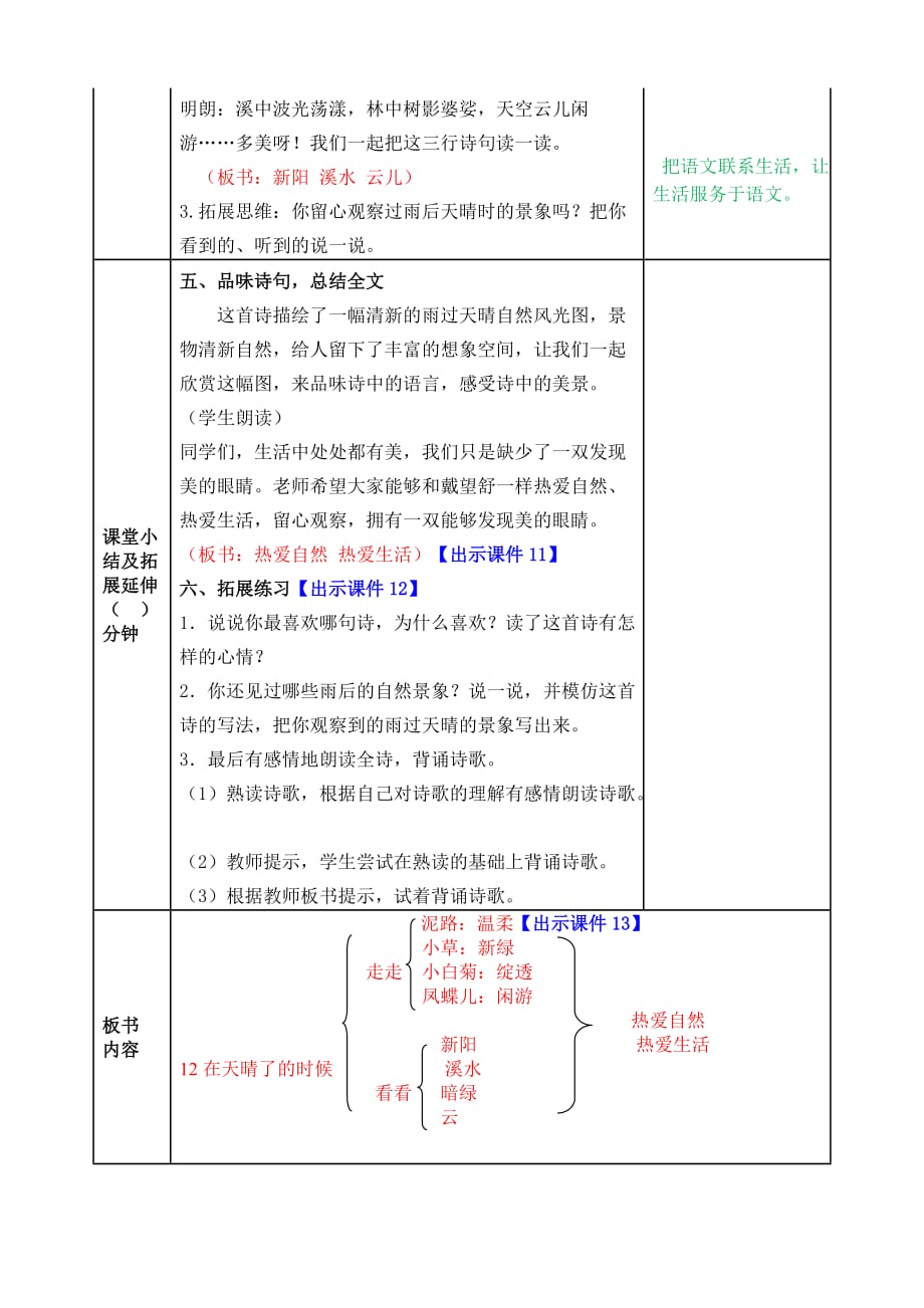 部编版小学四年级下册《在天晴了的时候》教案（全）_第4页