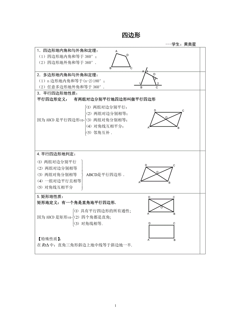 四边形专题黄奥星数学教师教学案_第1页