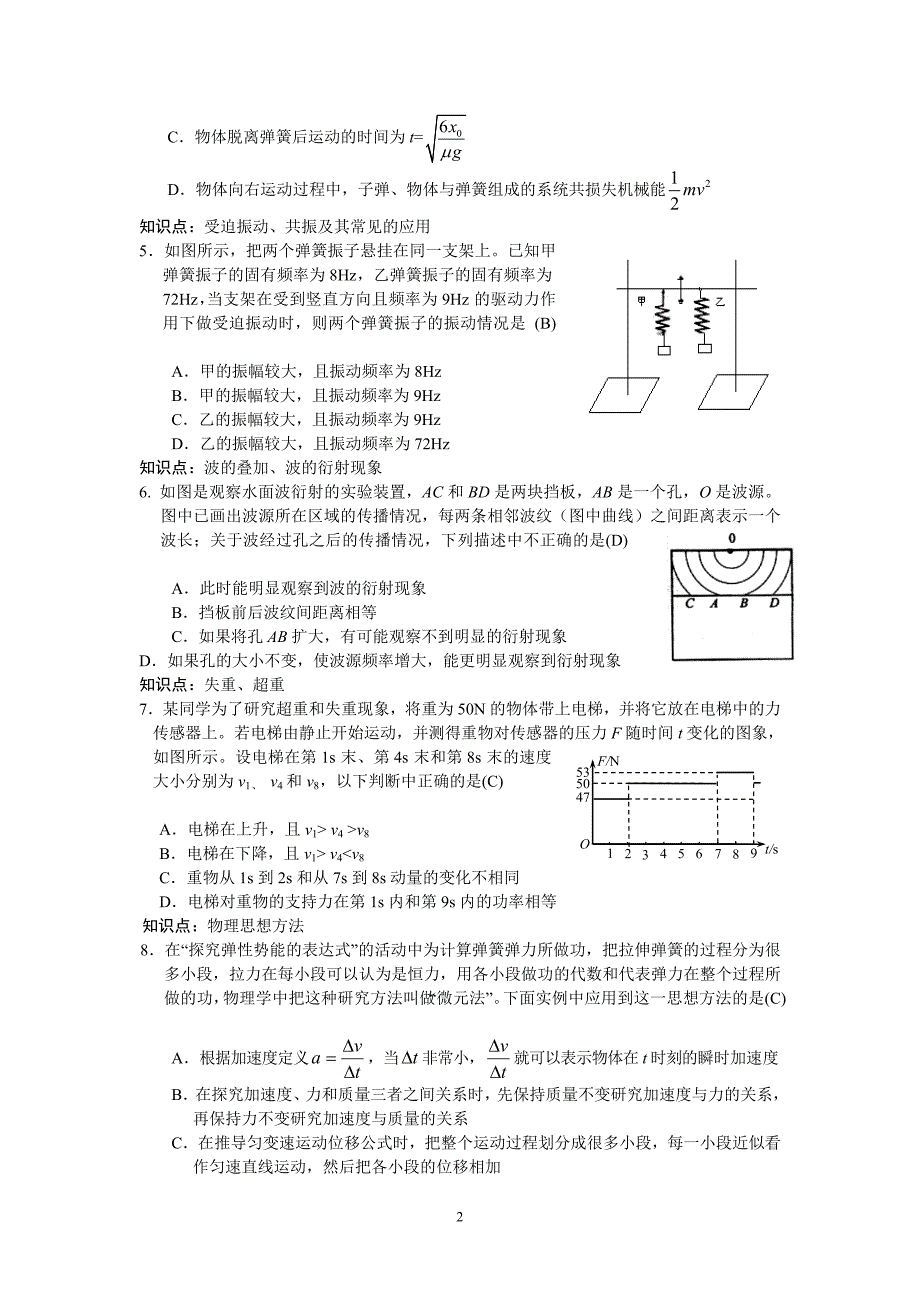 北京海淀区高三查漏补缺物理试题附标准答案_第2页