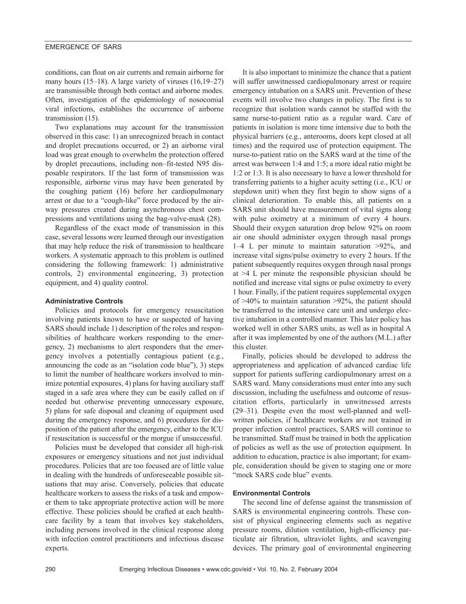 2004 Possible SARS Coronavirus Transmission during Cardiopulmonary Resuscitation_第4页