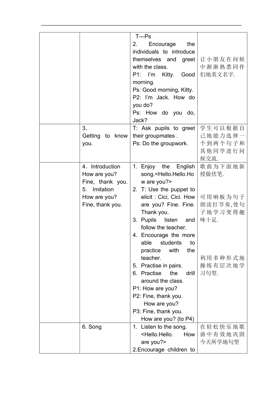 上海牛津版一学年英语上册全册教师教学案_第4页