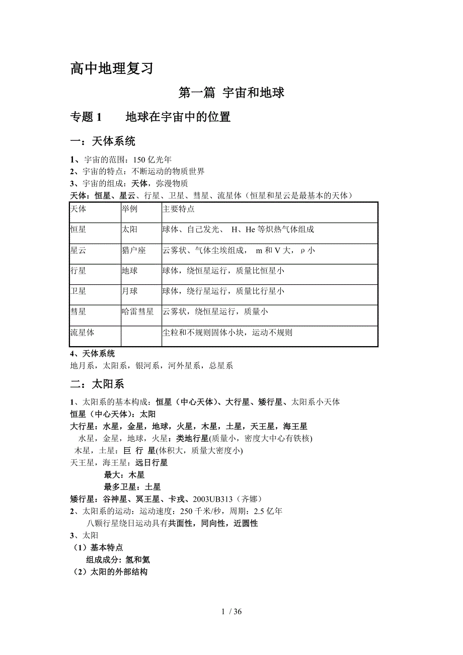 上海版全国高中地理系统复习(知识重点梳理)_第1页