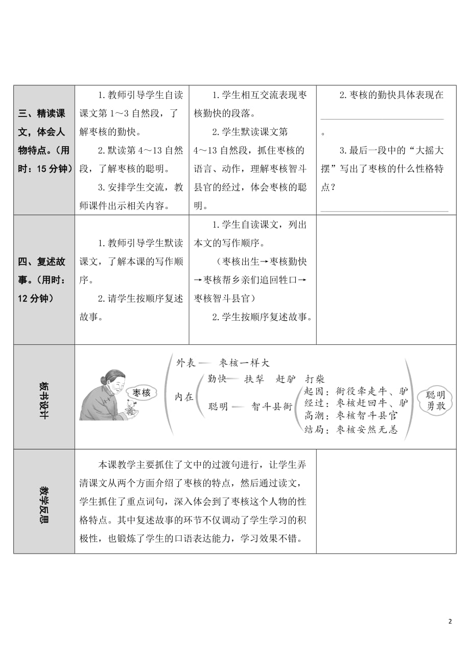 部编版小学语文三年级（下册）《枣核》精品教案._第2页