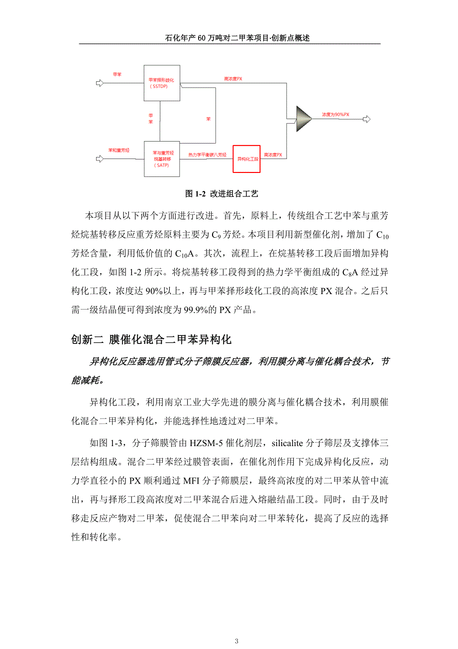 石化60万吨年对二甲苯项目·创新点概述_第3页