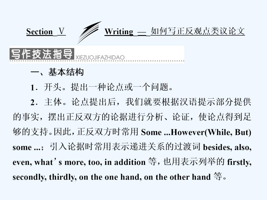 2017-2018学年高中英语 Module 5 Cloning Section Ⅴ Writing-如何写正反观点类议论文 外研版选修6(1)_第1页