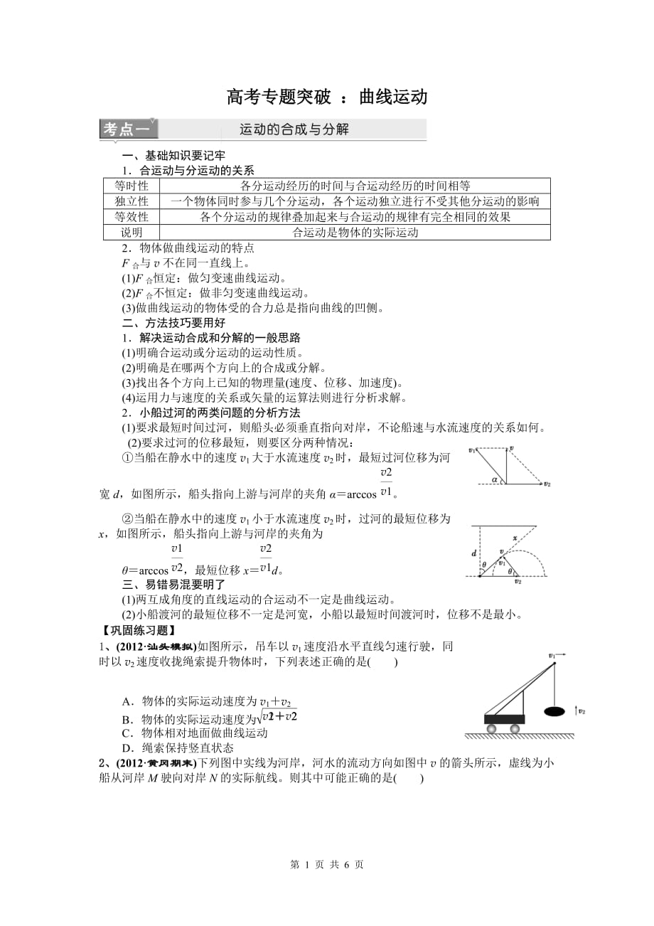 全国高考专题突破(曲线运动)_第1页