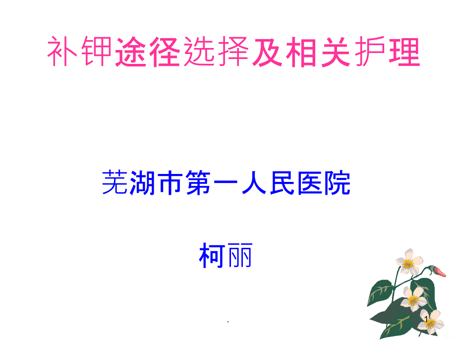 补钾途径选择及相PPT课件_第1页