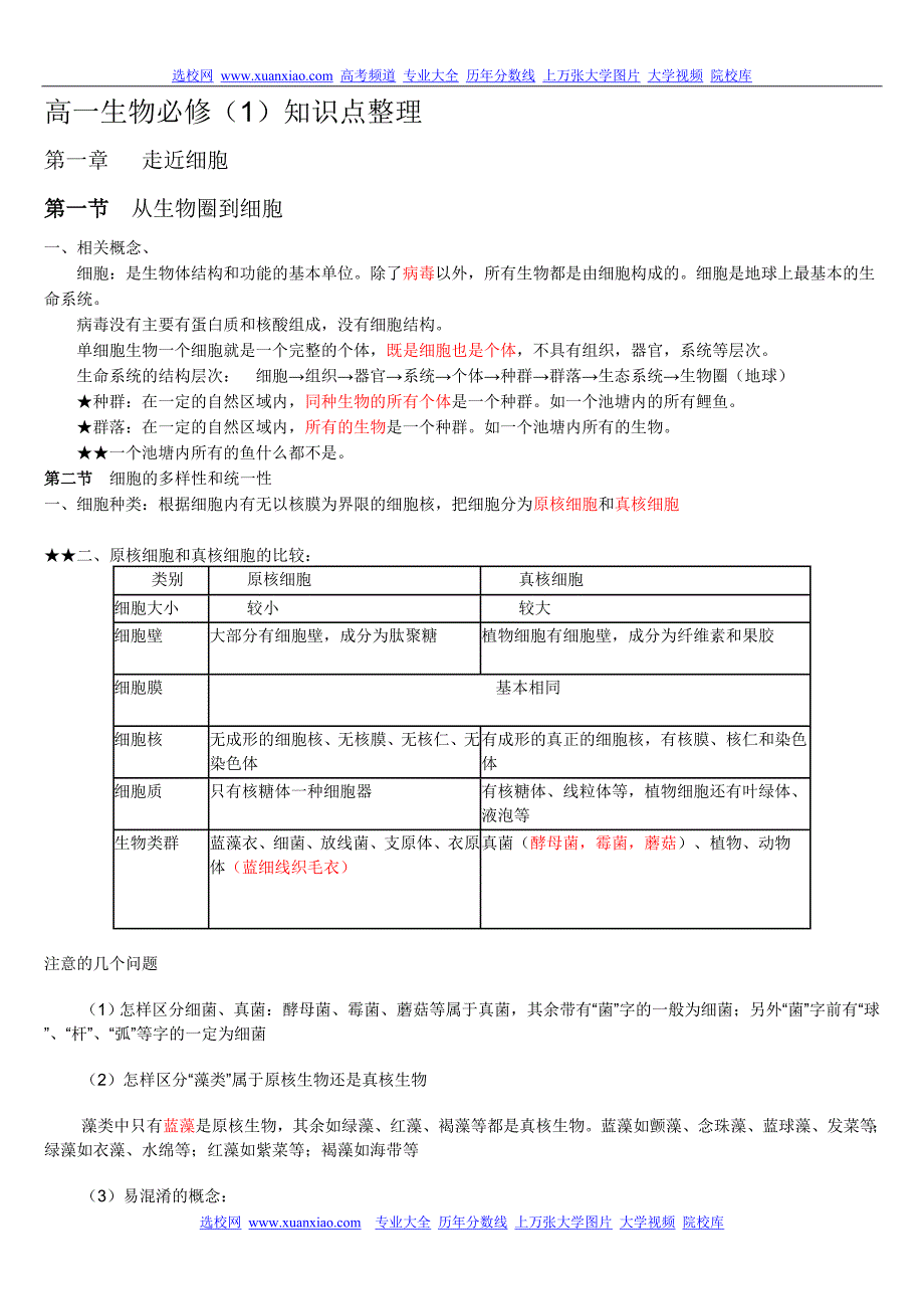 全国高考生物必修本要点知识归纳总结_第1页