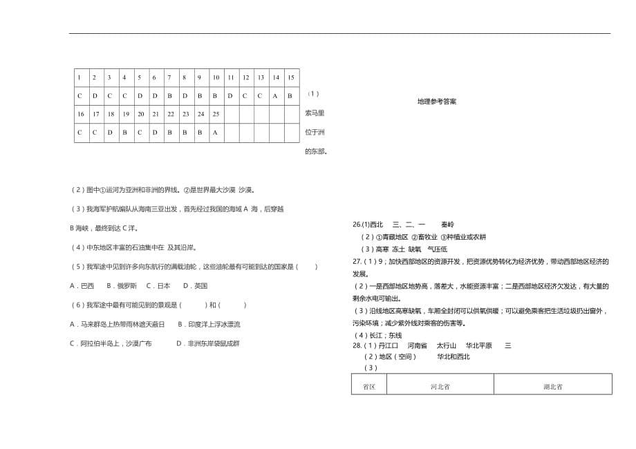 地理学业考试模拟试题附标准答案_第5页