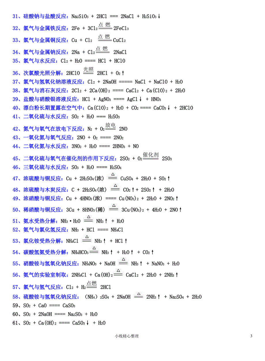 全国高中化学必修及选修化学方程式汇总_第3页