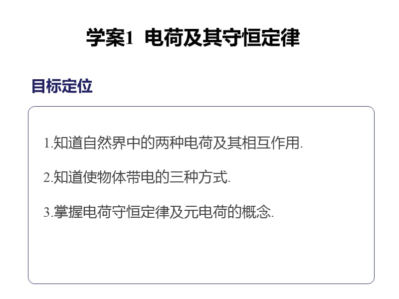 高二物理人教版选修3-1同步课件：第一章 学案1电荷及其守恒定律_第2页