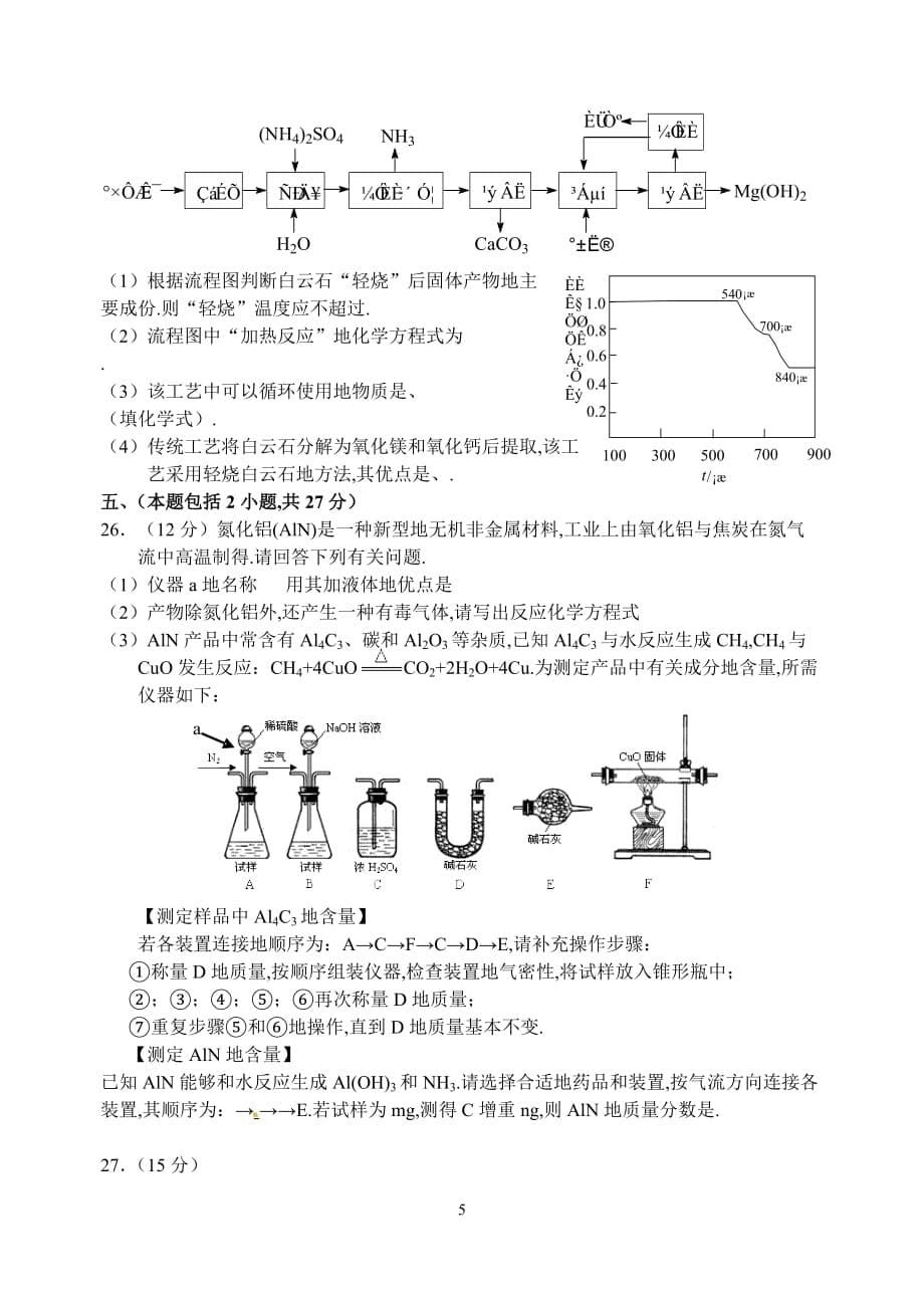 教育集团树人学校初三调研考试(化学)_第5页