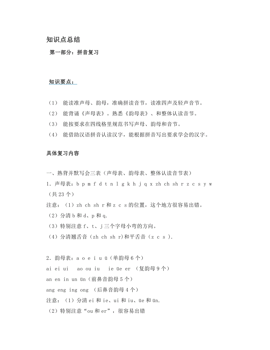 部编一年级语文上全册朗读+知识点归纳_第1页