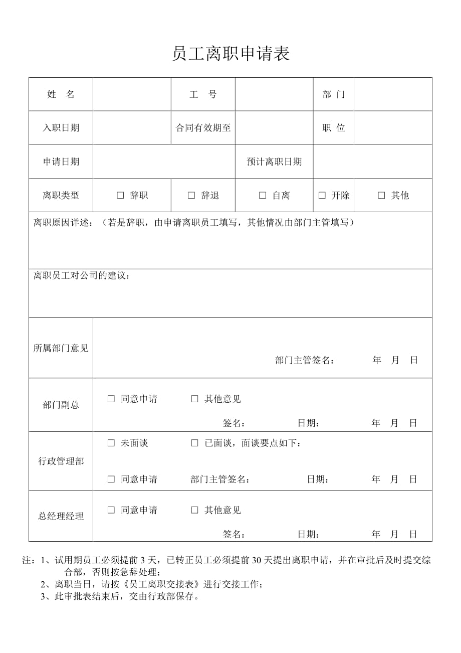 员工离职申请表 .doc_第1页