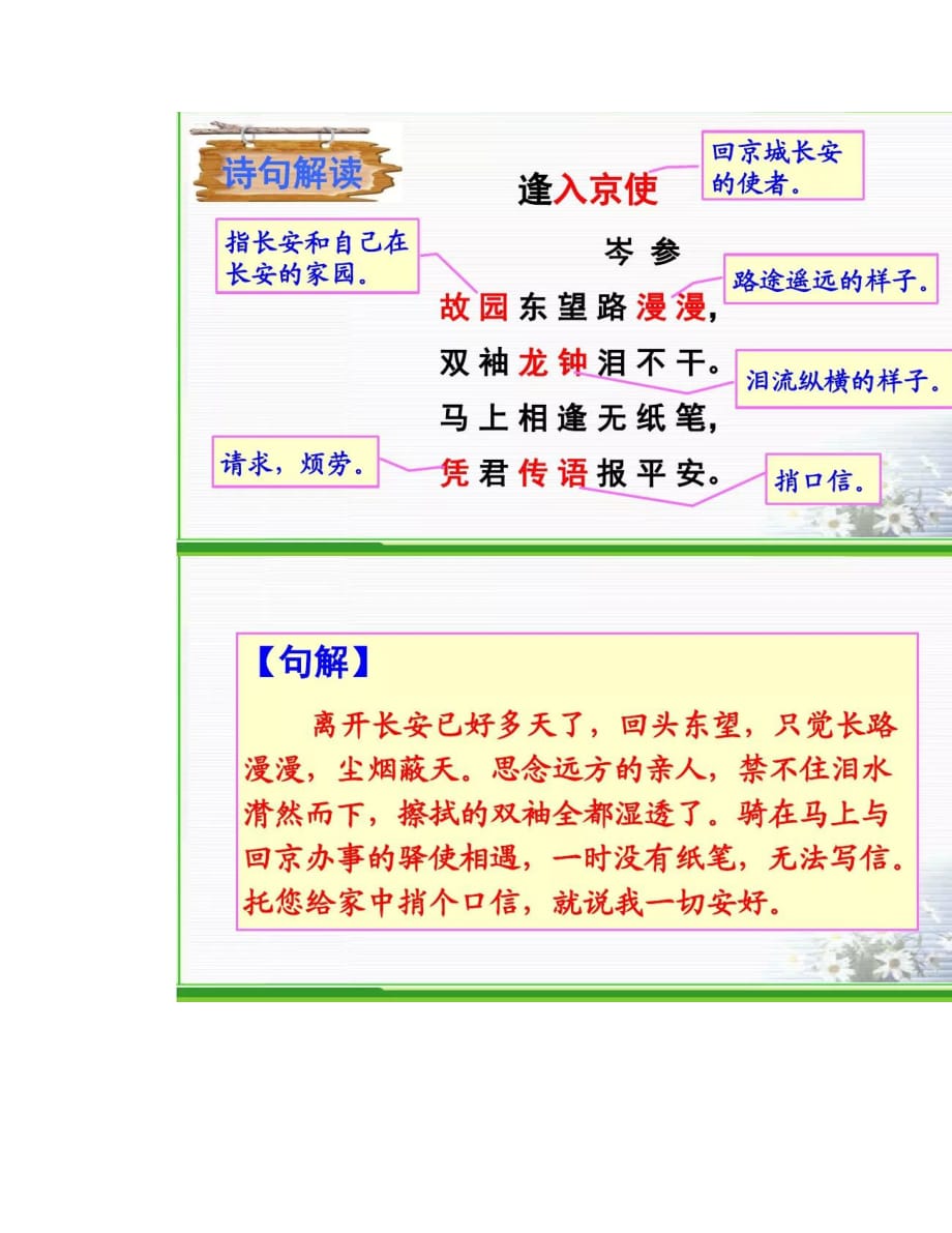 部编七下语文古诗《逢入京使》知识点精讲、图文解读、教学设计_第4页