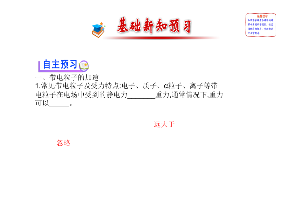 高中物理人教选修31教师用书配套课件第一章9带电粒子在电场中的运动_第3页