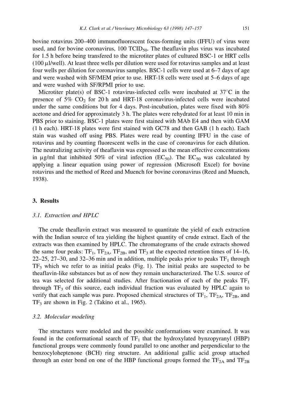 1998 An in vitro study of theaflavins extracted from black tea to neutralize bovine rotavirus and bovine coronavirus inf_第5页