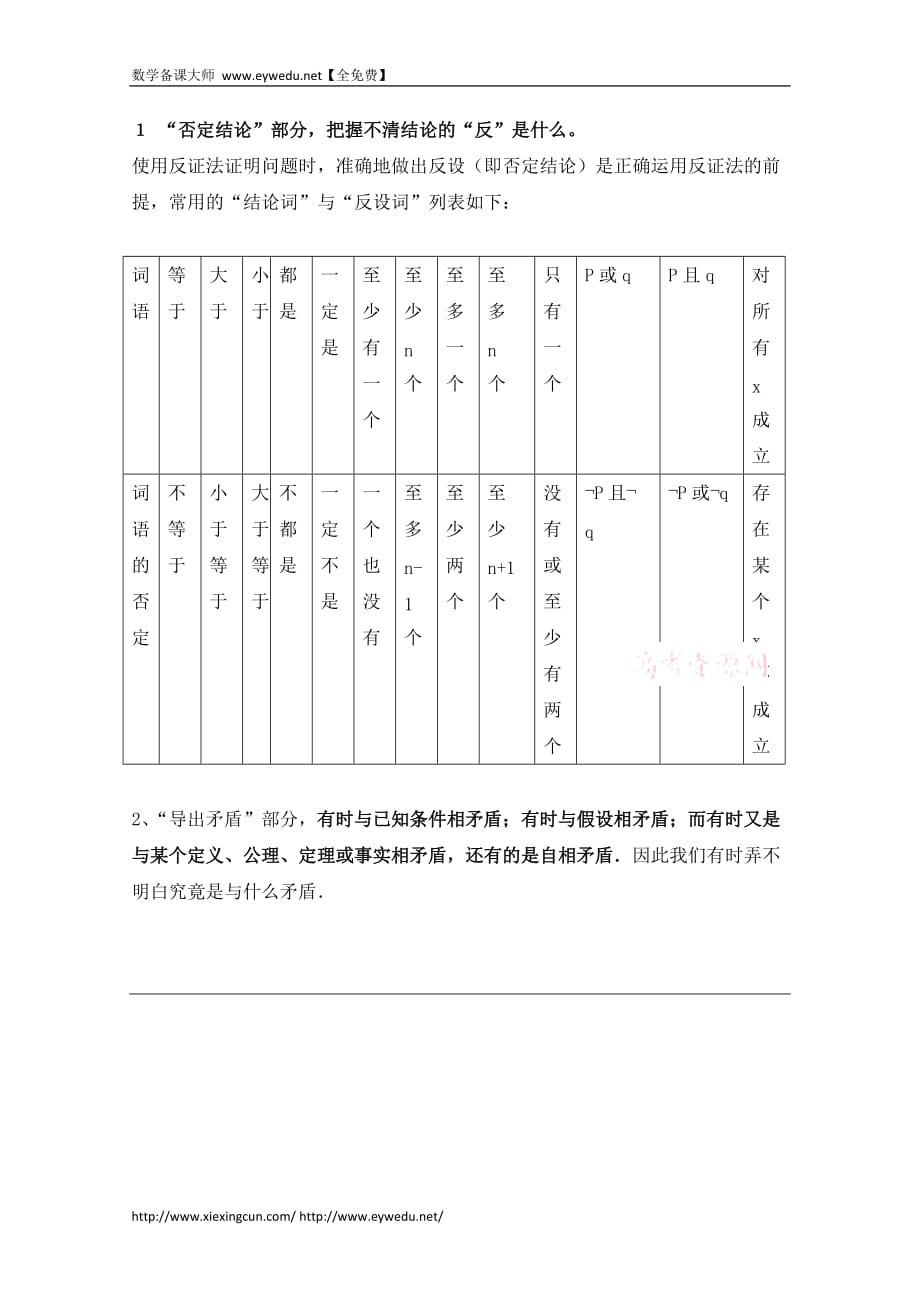 高中数学北京师范大学版选修教案：教材解读：反证法_第3页