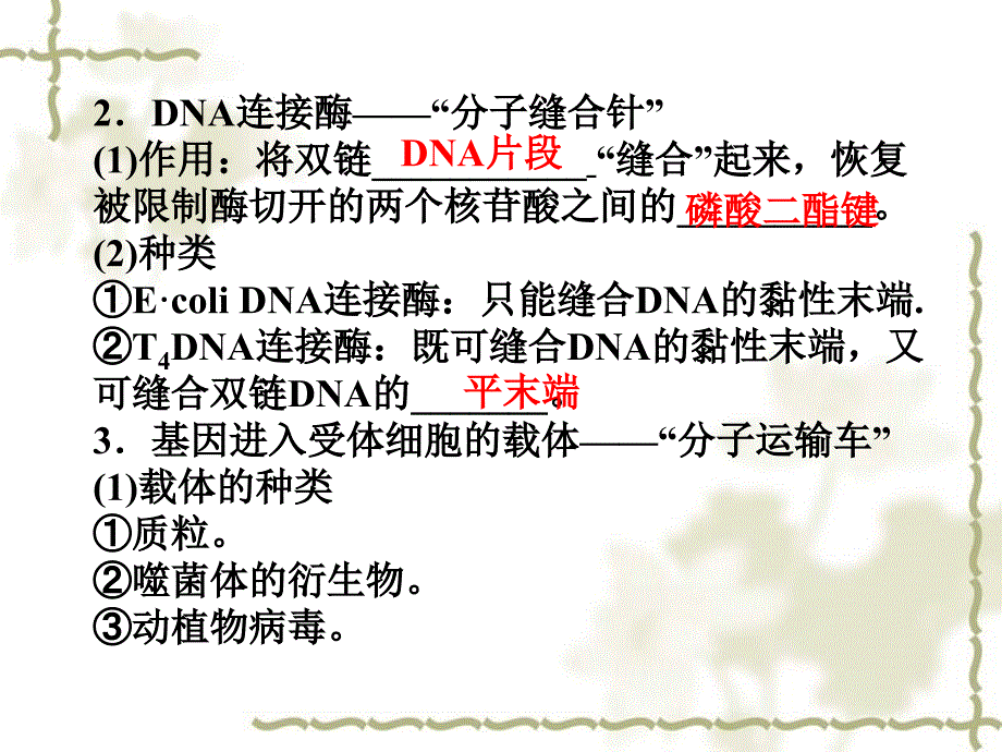 【优化方案】江苏专用2012高考生物总复习 专题1 1.1和1.2基因工程的基本操作程序课件 新人教版选修3_第4页