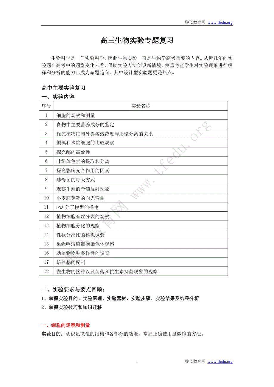 高三生物实验专题作业_第1页