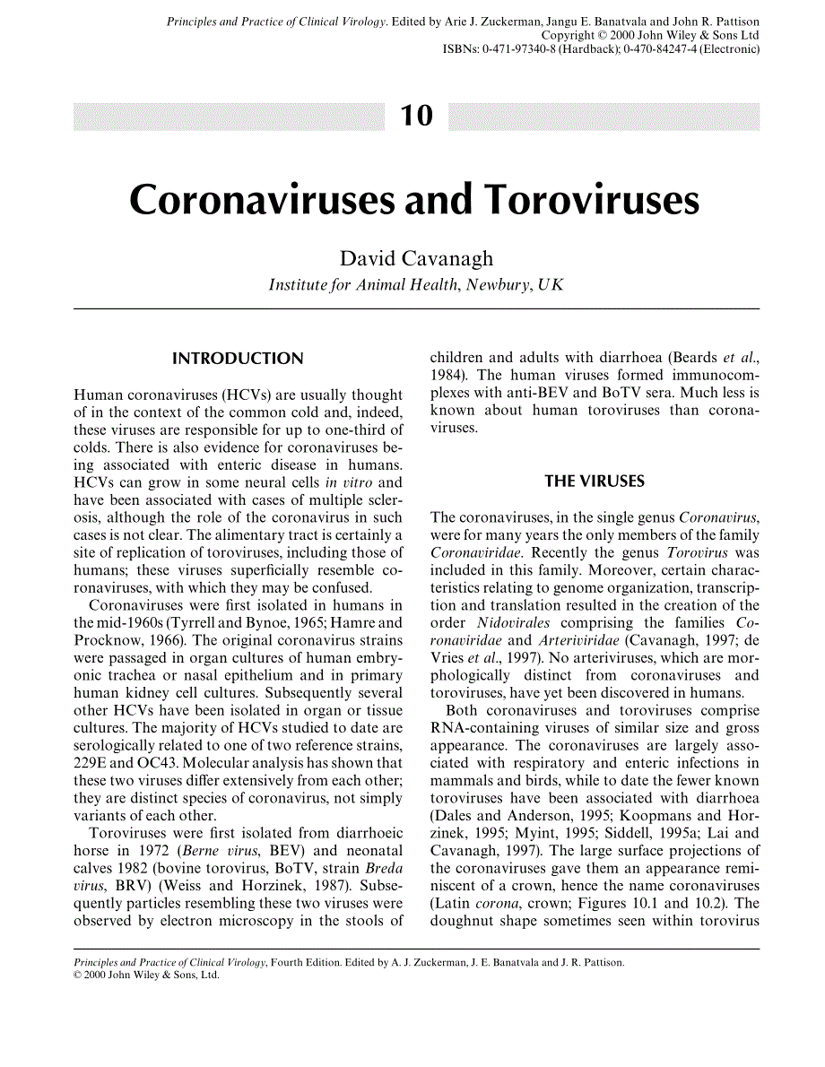 1999 Principles and Practice of Clinical Virology __ Coronaviruses and Toroviruses_第1页