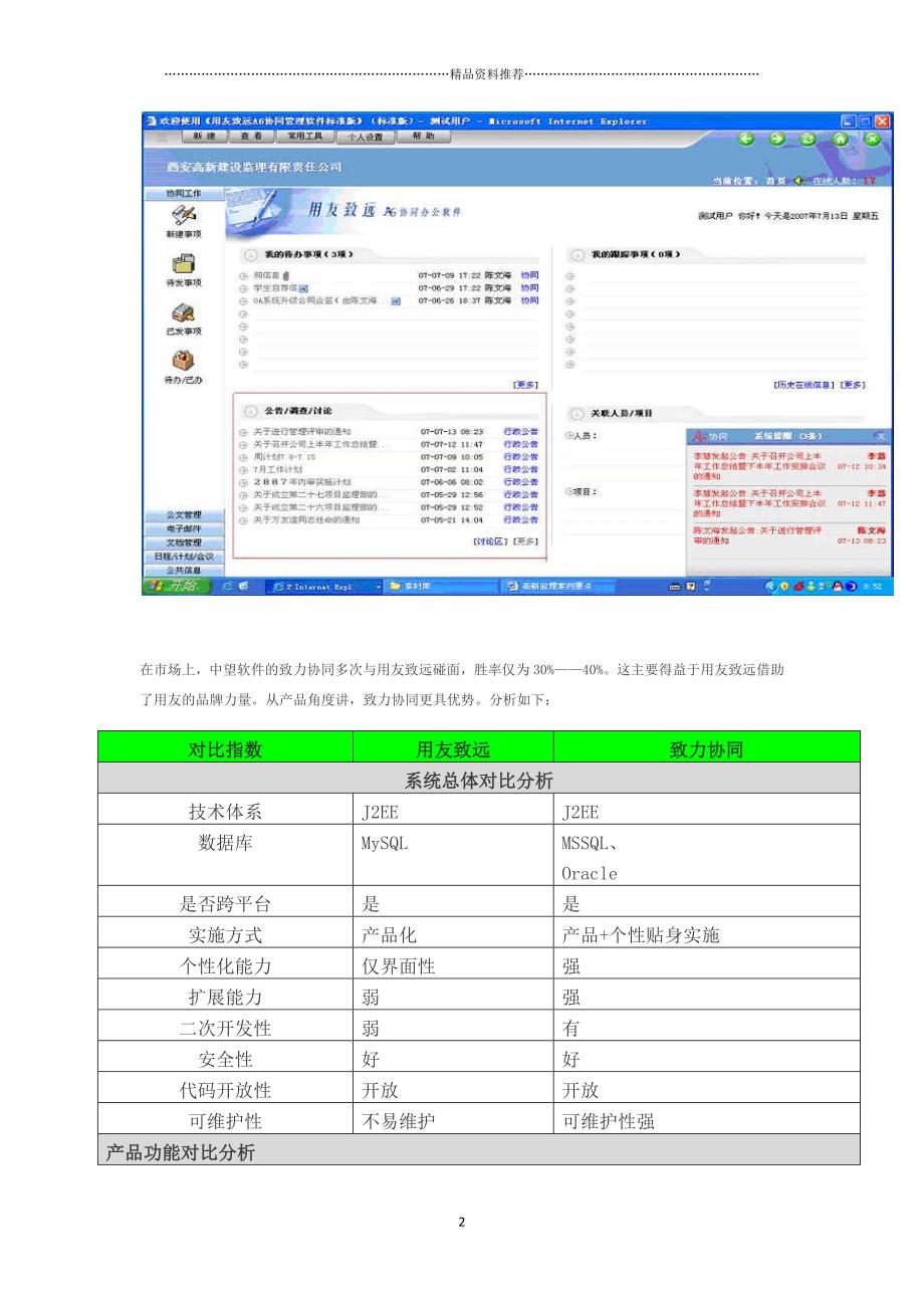 OA 产品对比精编版_第2页