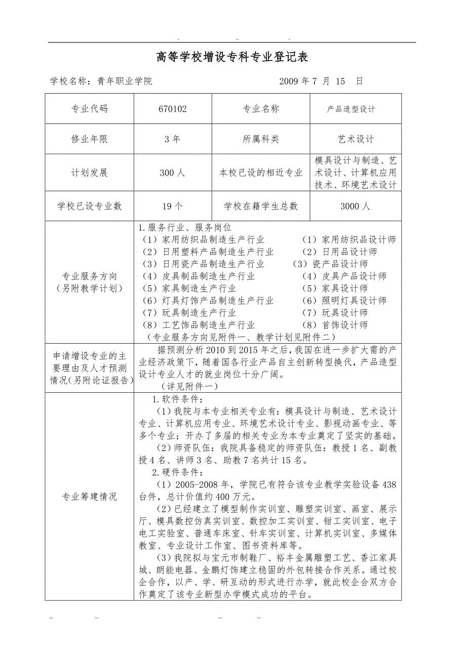 产品造型设计专业申报材料_第2页