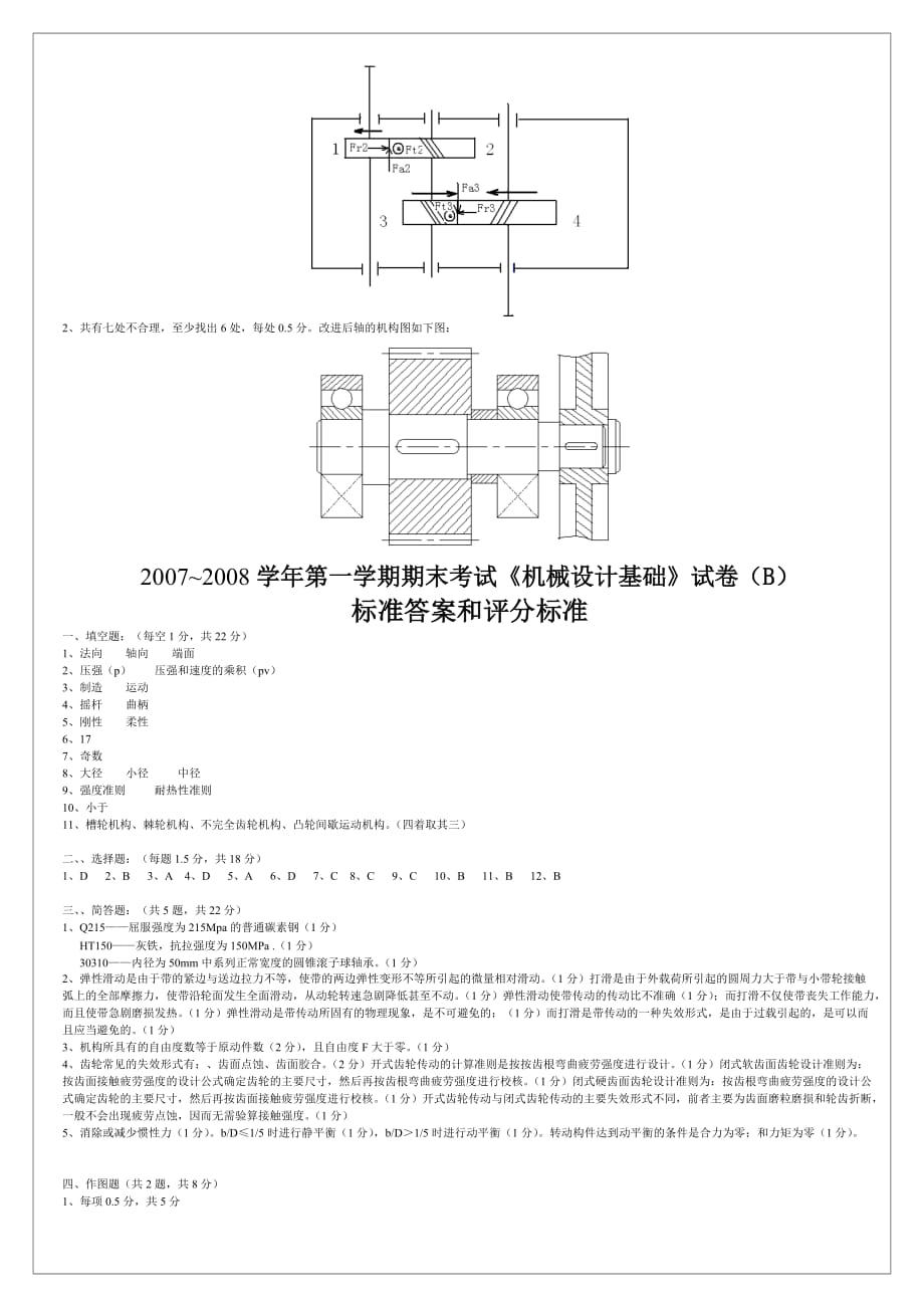 附标准答案和评分格式(一学期AB)_第2页