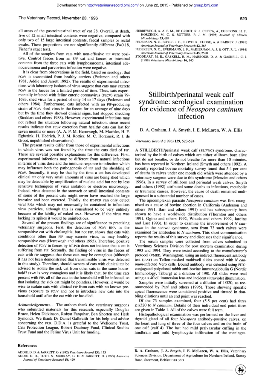 1996 Feline coronavirus in the intestinal contents of cats with feline infectious peritonitis_第2页