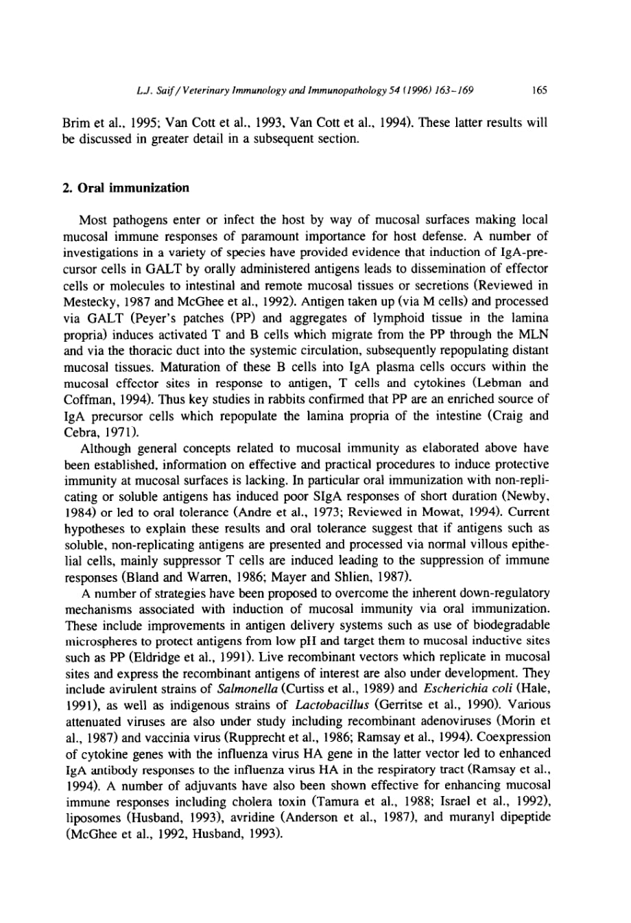 1996 Mucosal immunity_ an overview and studies of enteric and respiratory coronavirus infections in a swine model of ent_第3页