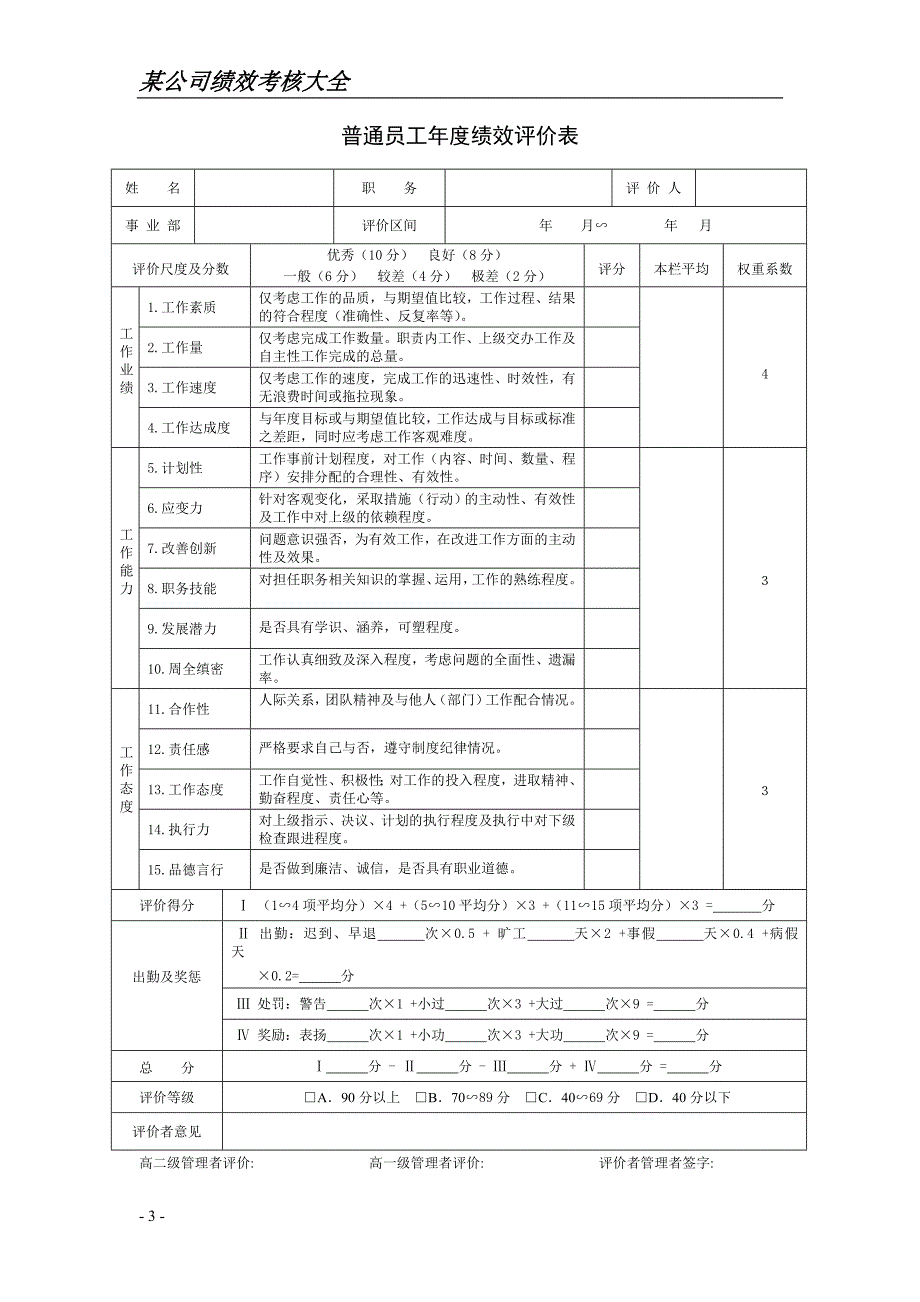 公司绩效考核表格大全(实用) .doc_第3页