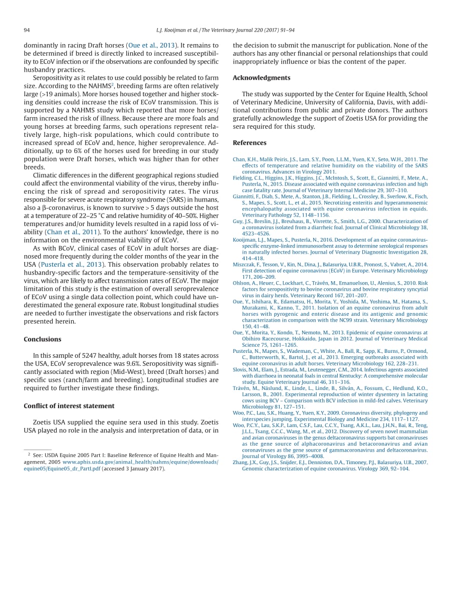 2017 Seroprevalence and risk factors for infection with equine coronavirus in healthy horses in the USA.1_第4页