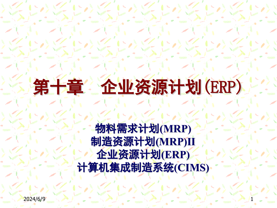 第十章-企业资源计划(ERP)精编版_第1页