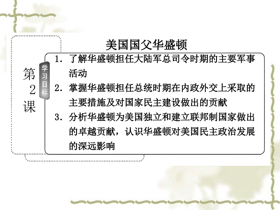 【三维设计】2013高中历史 第三单元 欧美资产阶段革命时代的杰出人物 第2课 美国国父华盛顿课件 新人教版选修4_第3页