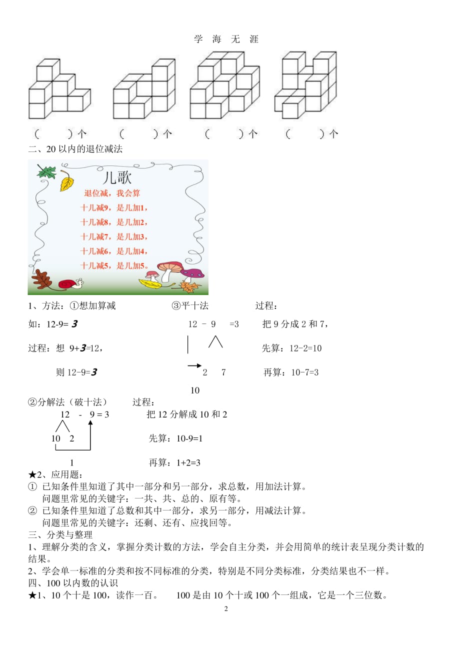 一年级下册数学知识点总结（2020年7月整理）.pdf_第2页