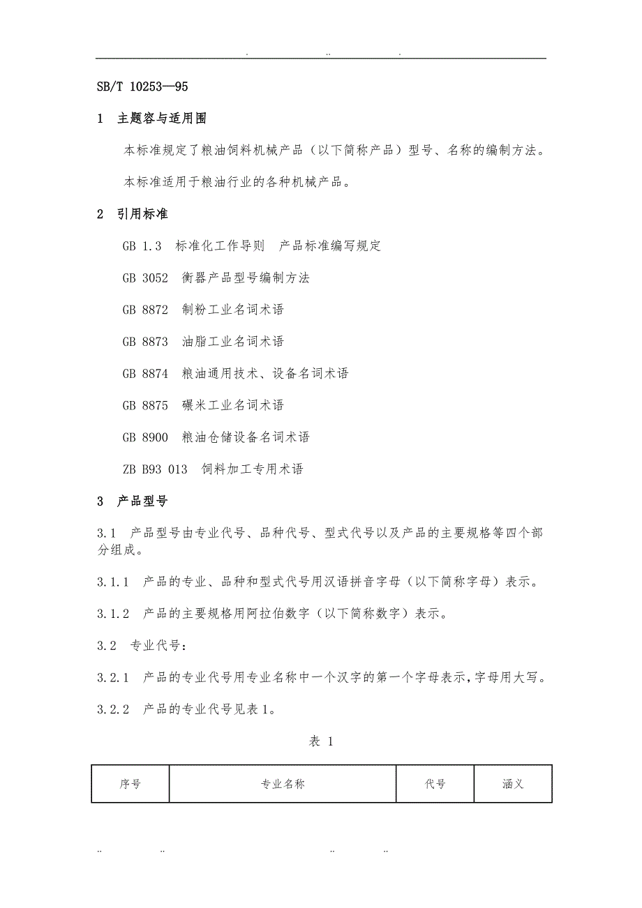 SB10253—95粮油饲料机械产品型号_第1页