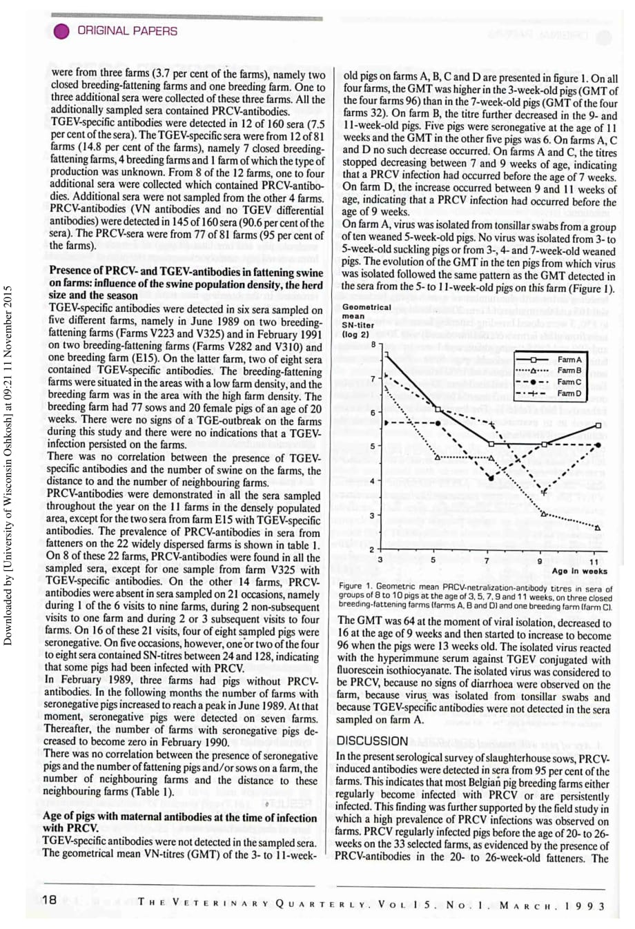 1993 A sero_epizootiological study of porcine respiratory coronavirus in belgian swine_第4页