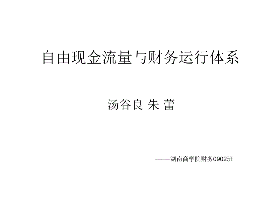 自由现金流量与财务运行体系C教材课程_第1页