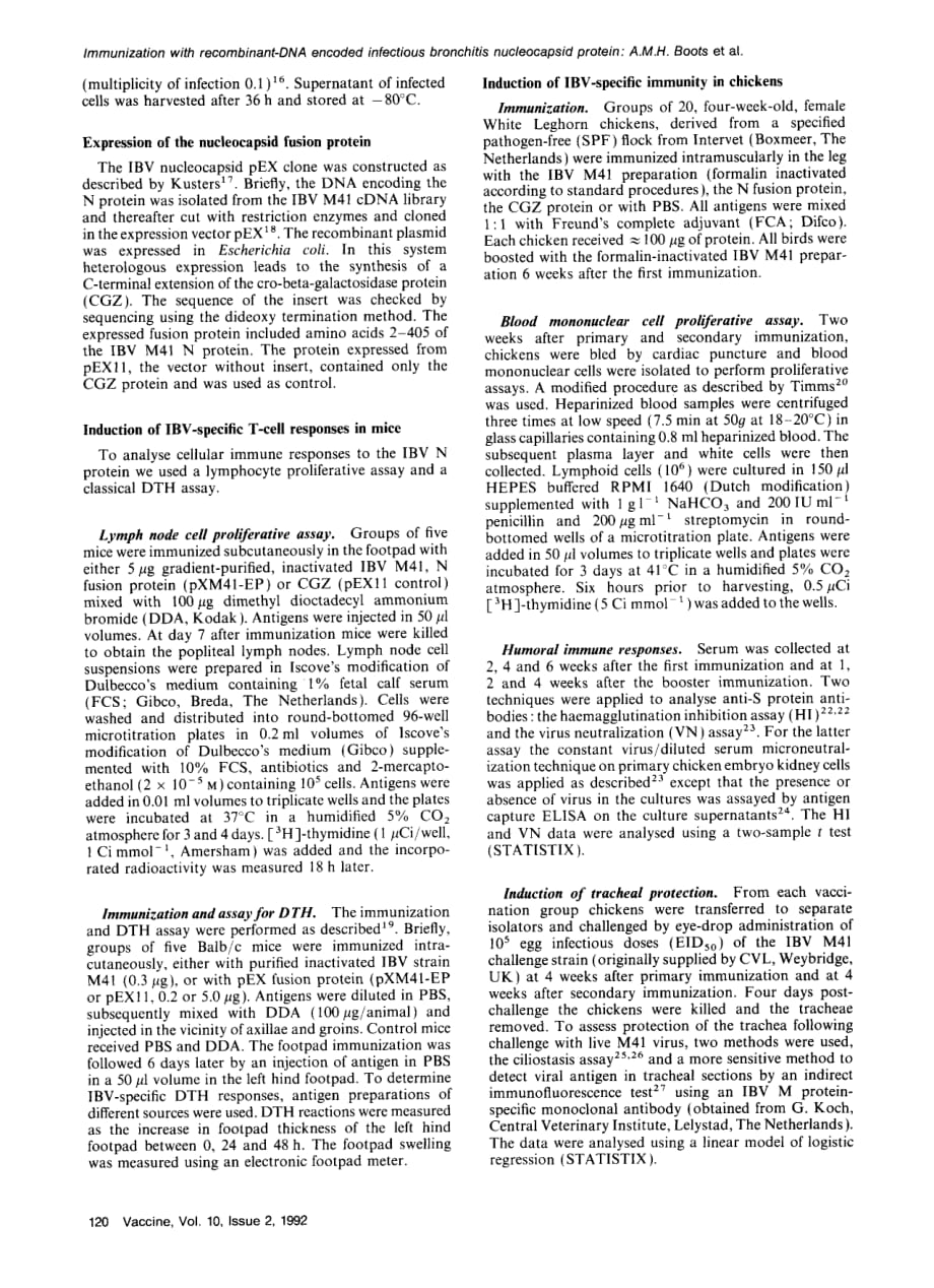 1992 Induction of anti-viral immune responses by immunization with recombinant-DNA encoded avian coronavirus nucleocapsi_第2页