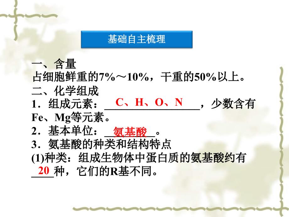 【优化方案】2012高中生物一轮复习 第2章第2节生命活动的主要承担者——蛋白质课件 新人教版必修1_第3页