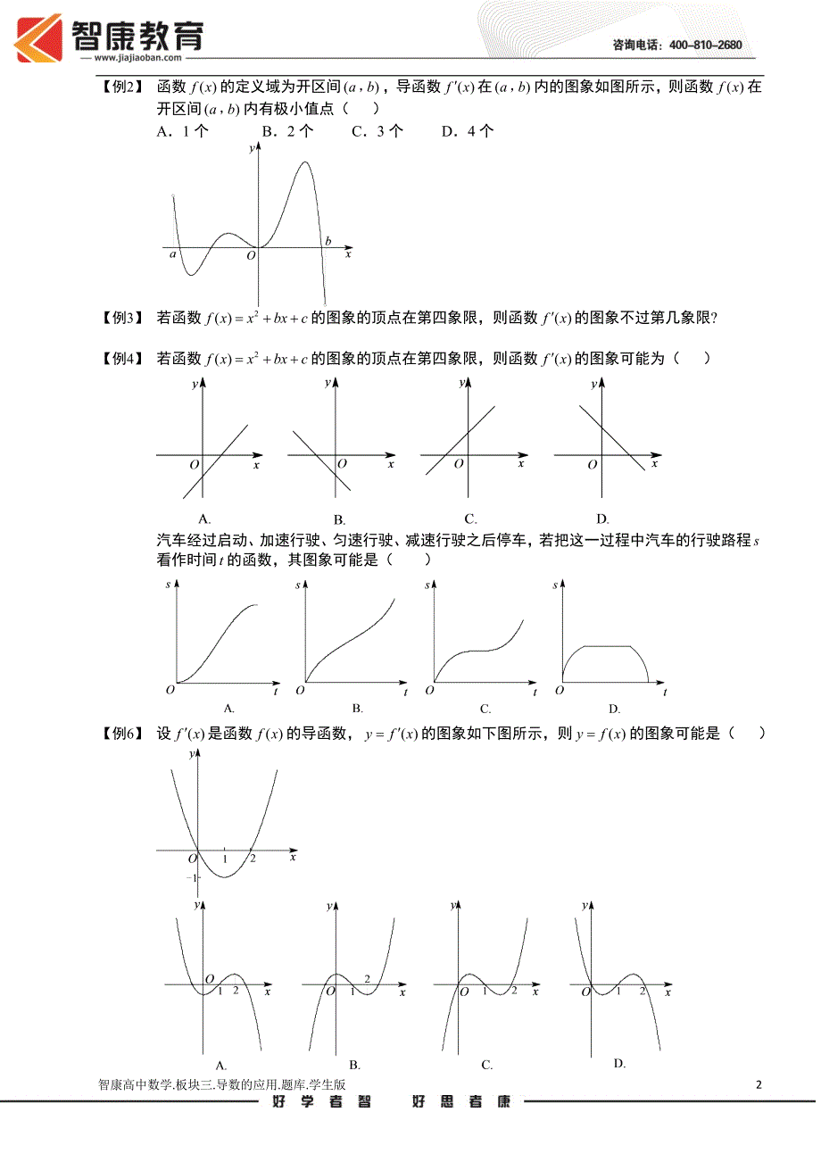 导数及其应用.板块三.导数的应用1-导函数图象及单调性.学生版（全国高中数学选修2-2题库）_第2页