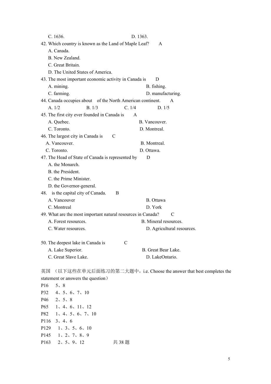 英语国家概况考试题型及作业范围_第5页