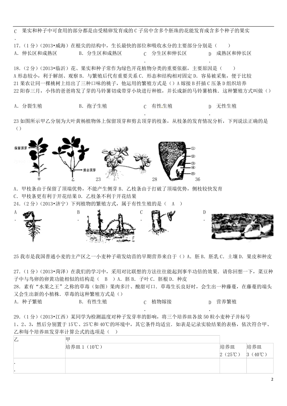 植物的生殖二轮作业备战2014_第2页