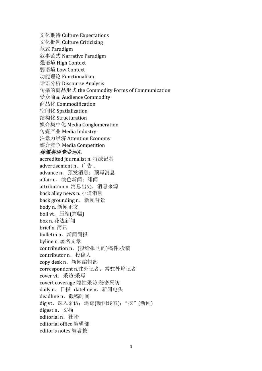 新闻传播专业英语专业词汇整理大全（2020年7月整理）.pdf_第3页