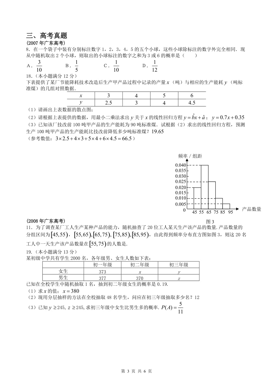 高考数学作业专题：统计与概率(经典)_第3页