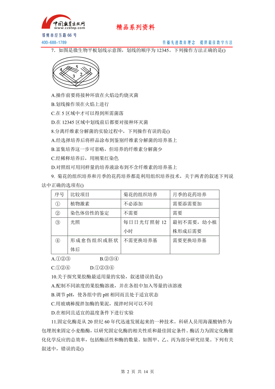 高考生物一轮作业生物技术实践_第2页